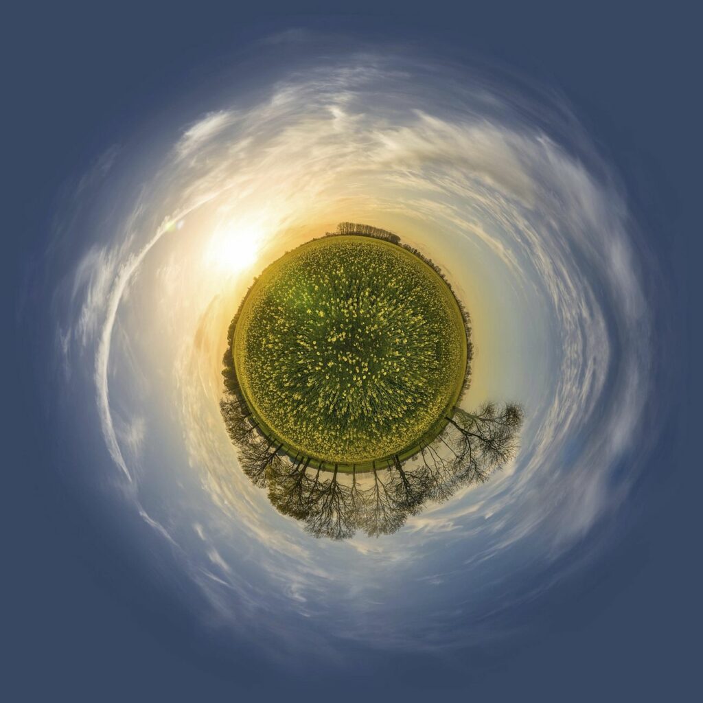 Flowers meadow mini planet